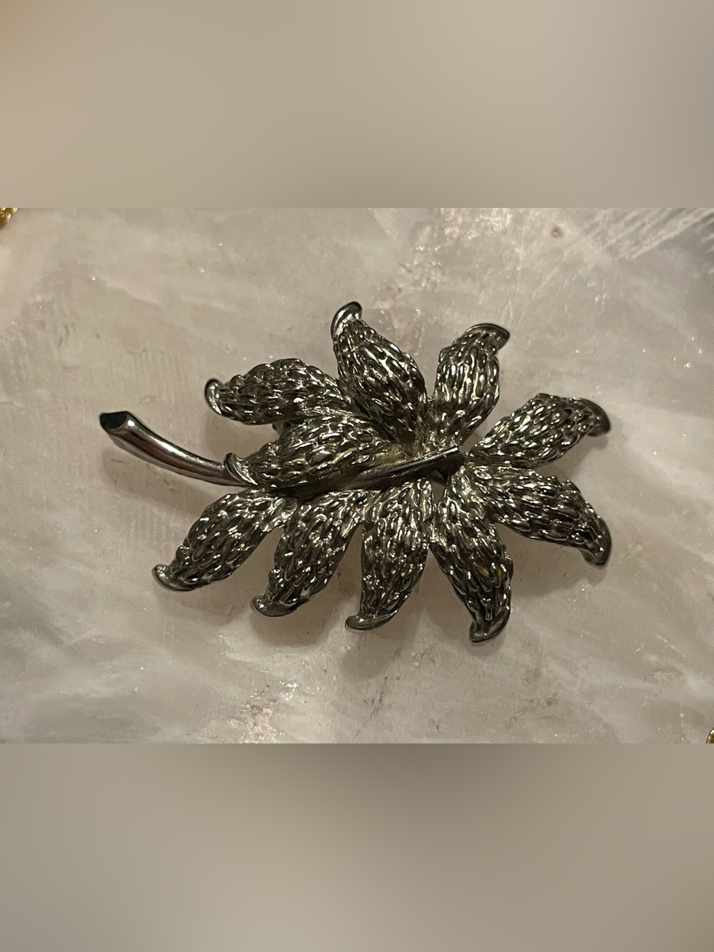 Silver Tone Flower Brooch #8608